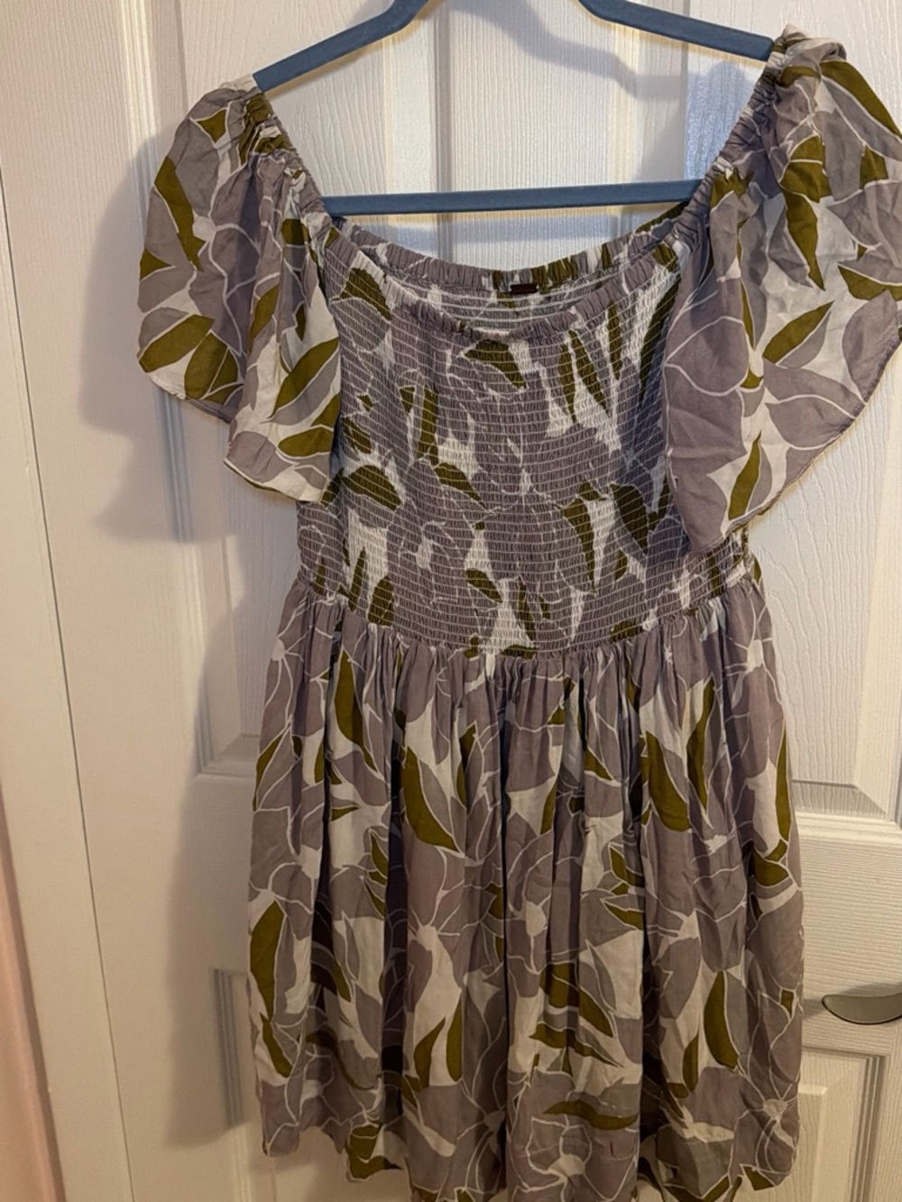 Free People Olive Leaf Off-Shoulder Mini Dress